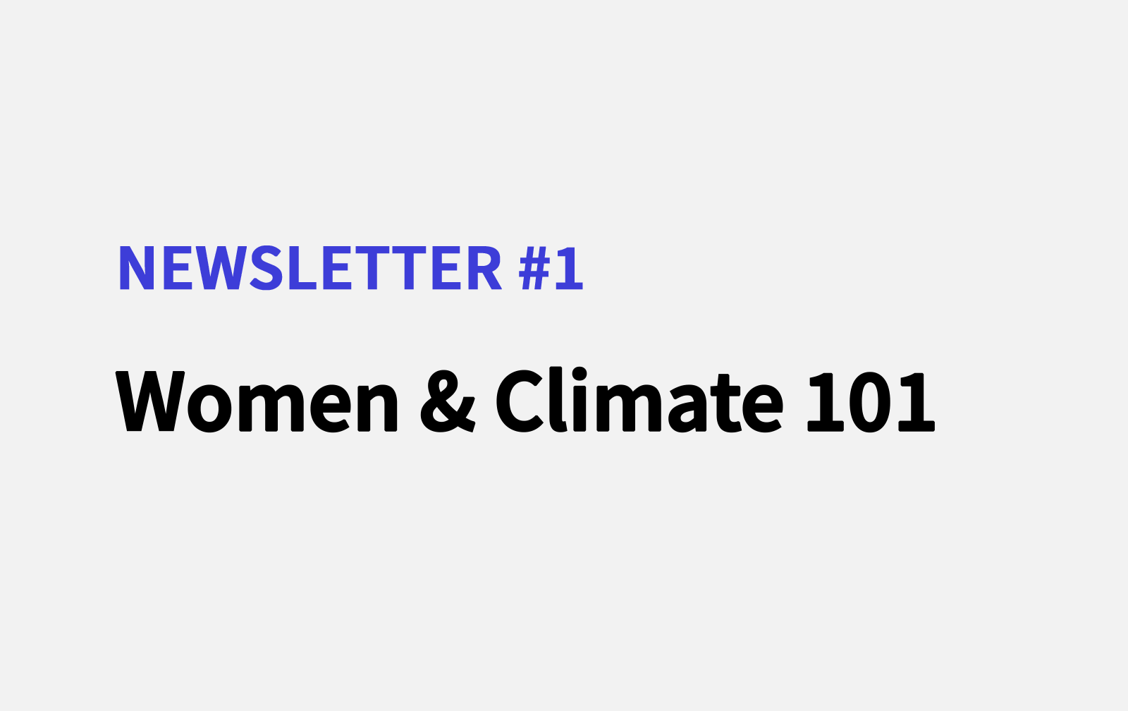 Women & Climate 101